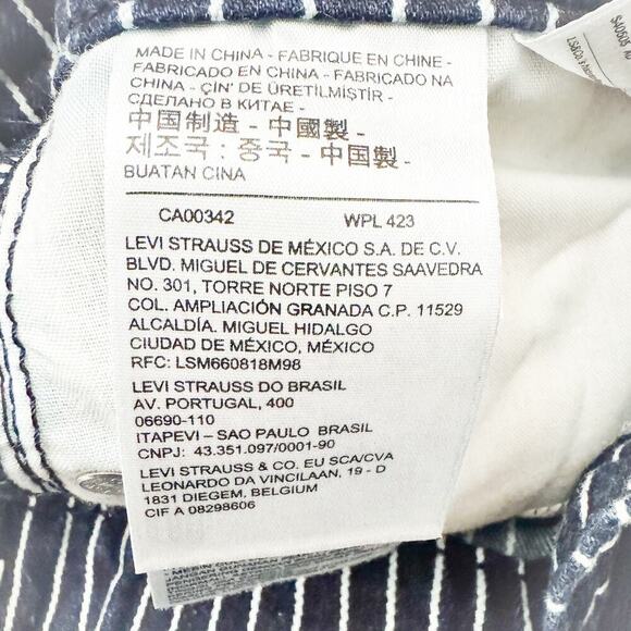Levi's Wedgie Straight Pin Stripe Button Fly Dark Wash Denim Jeans Size 24 x 28 - Picture 8 of 11